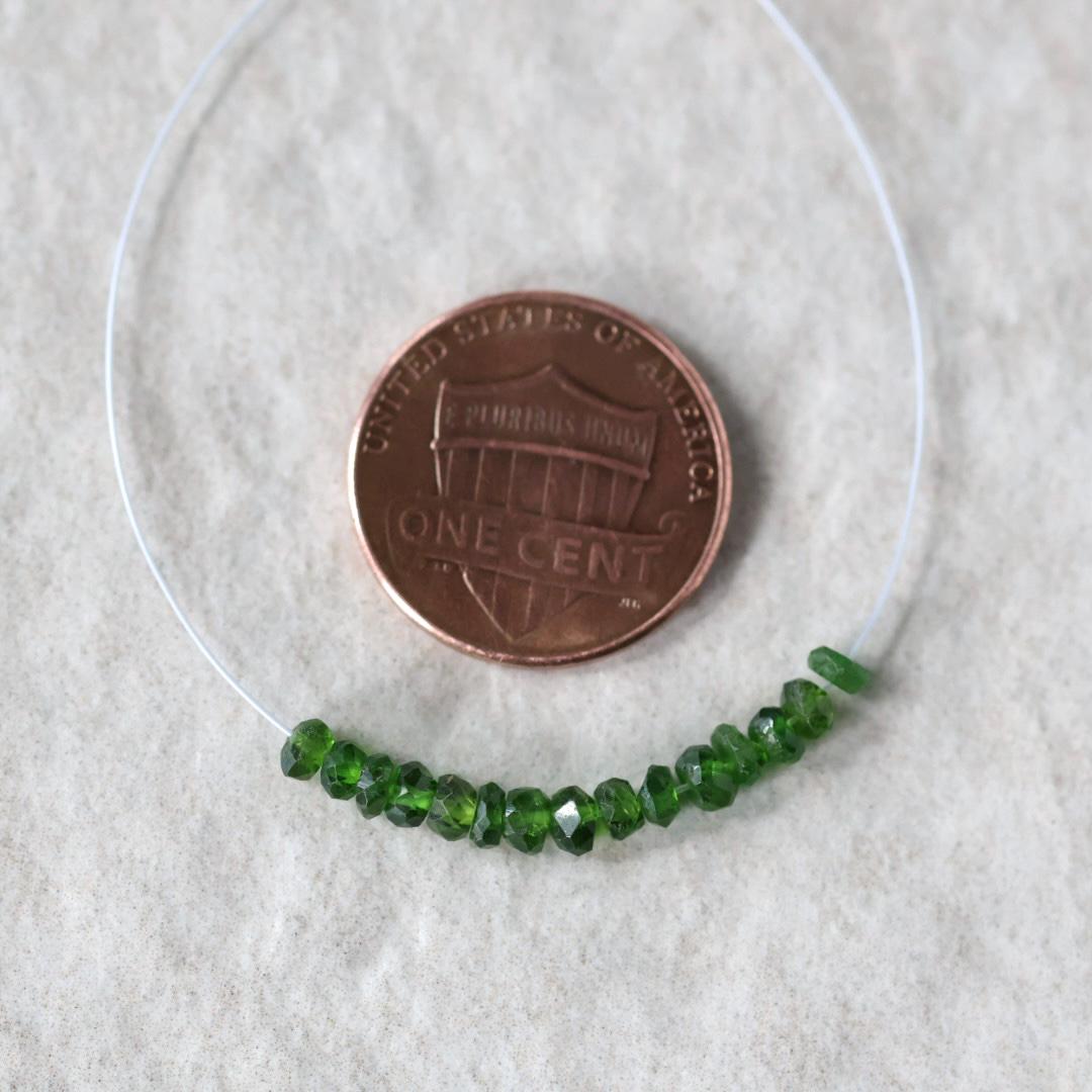 3mm AAA Chrome Green Tourmaline Smooth Rondelle Beads 1” Gem Quality Natural Gemstone for DIY Jewelry Making
