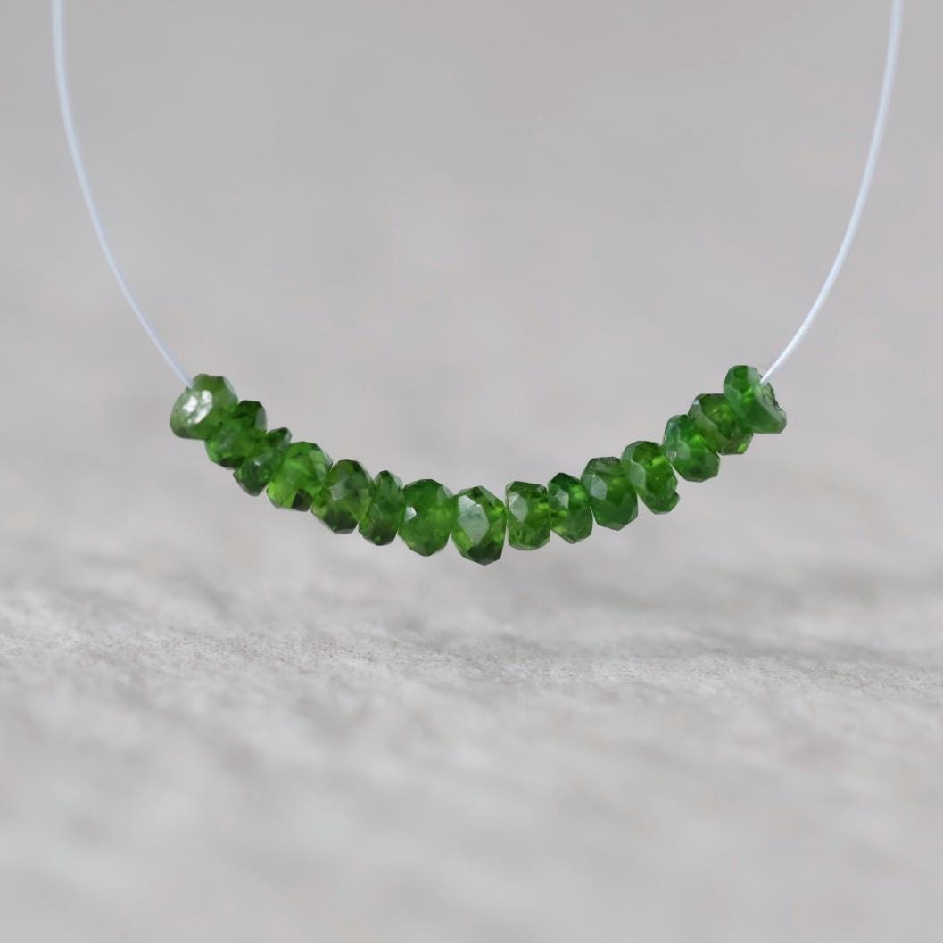 3mm AAA Chrome Green Tourmaline Smooth Rondelle Beads 1” Gem Quality Natural Gemstone for DIY Jewelry Making