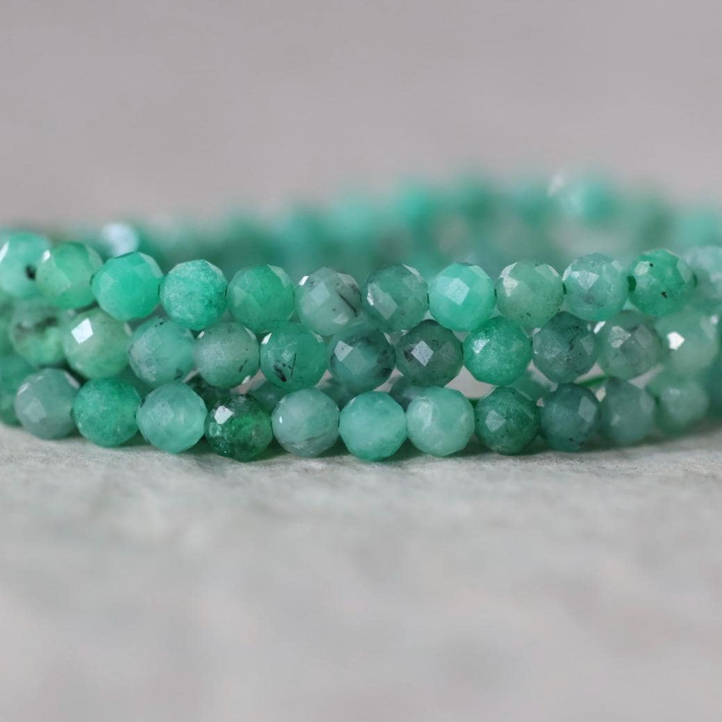 3mm AAA Emerald Faceted Beads Round Natural Raw Emerald Genuine Gemstone DIY Jewelry Making Spplies