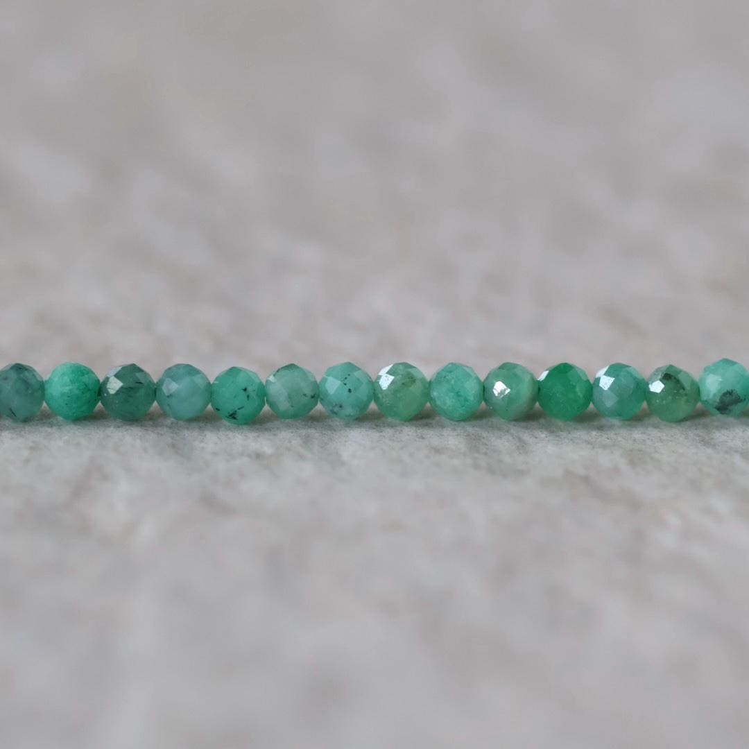 3mm AAA Emerald Faceted Beads Round Natural Raw Emerald Genuine Gemstone DIY Jewelry Making Spplies