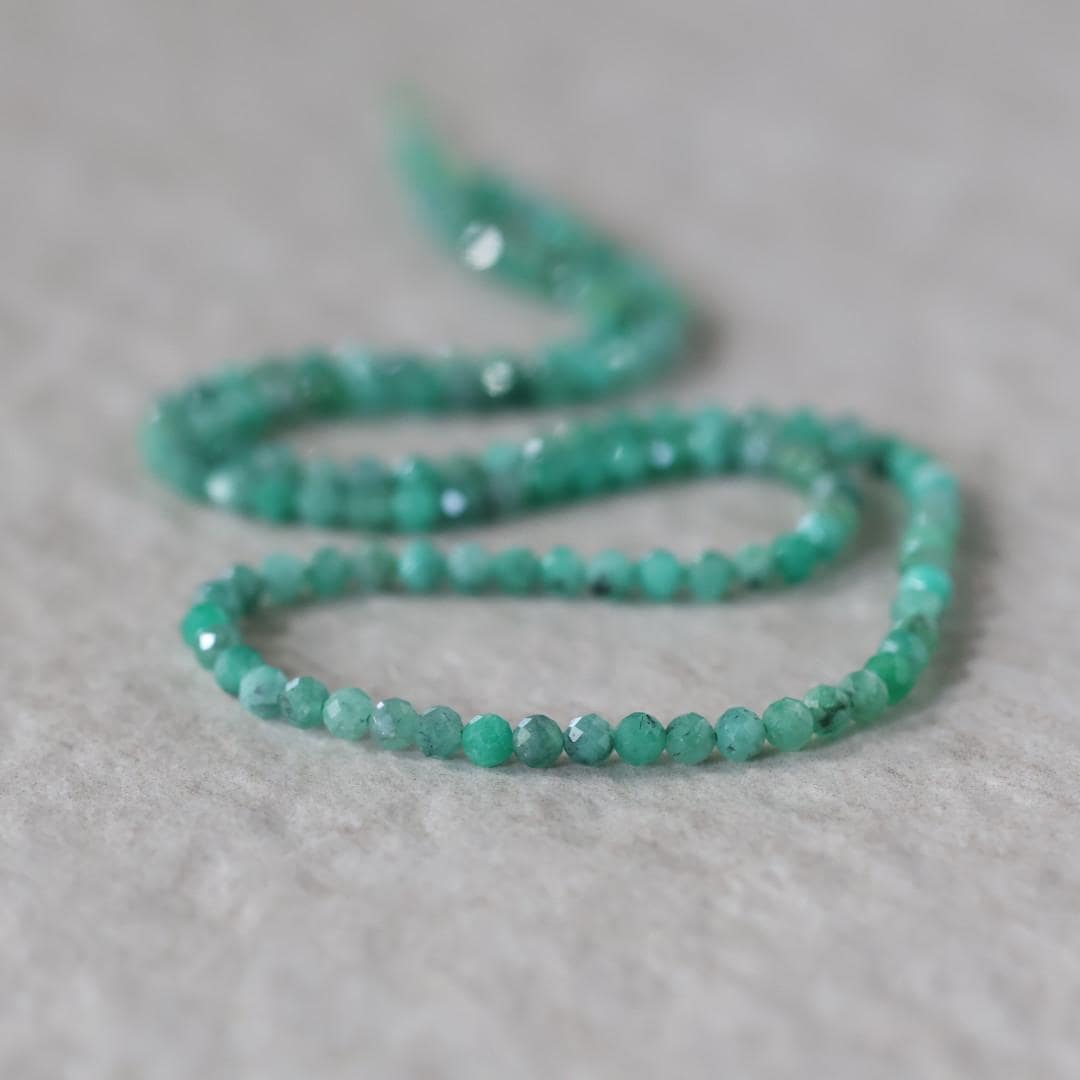 3mm AAA Emerald Faceted Beads Round Natural Raw Emerald Genuine Gemstone DIY Jewelry Making Spplies