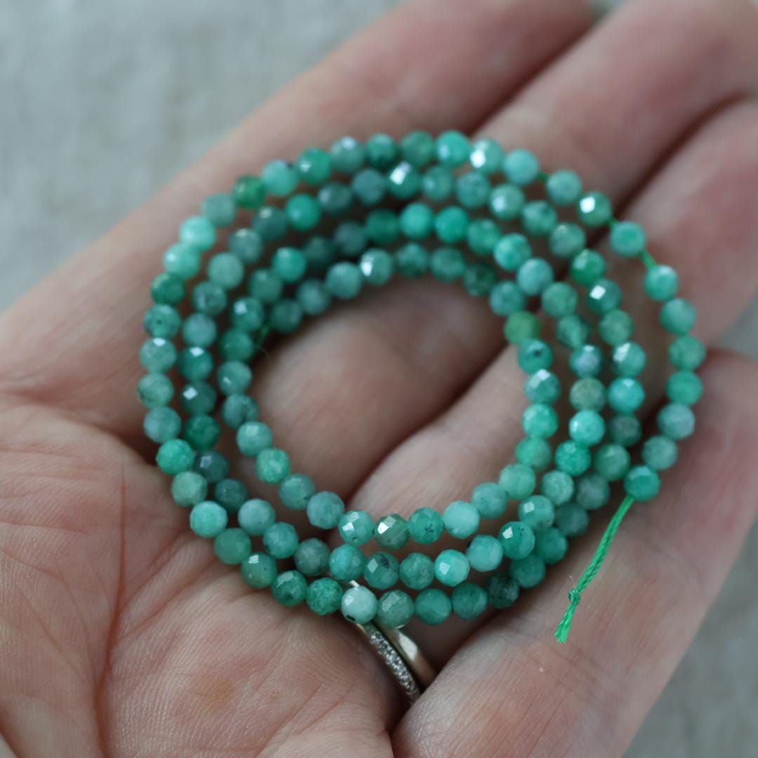 3mm AAA Emerald Faceted Beads Round Natural Raw Emerald Genuine Gemstone DIY Jewelry Making Spplies