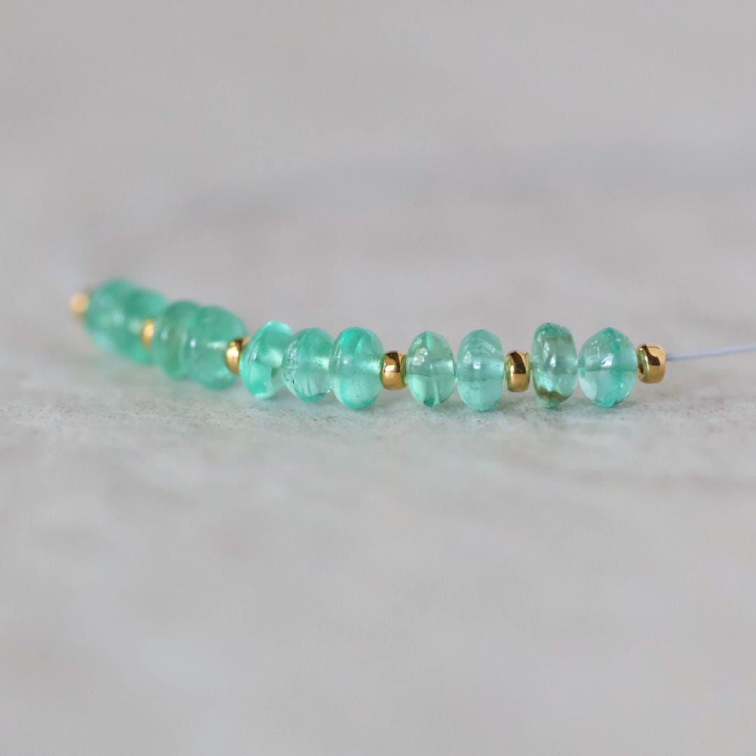 3mm AAA Gem Quality Colombian Emerald Rondelle Beads Smooth Natural Gemstone for DIY Jewelry Making