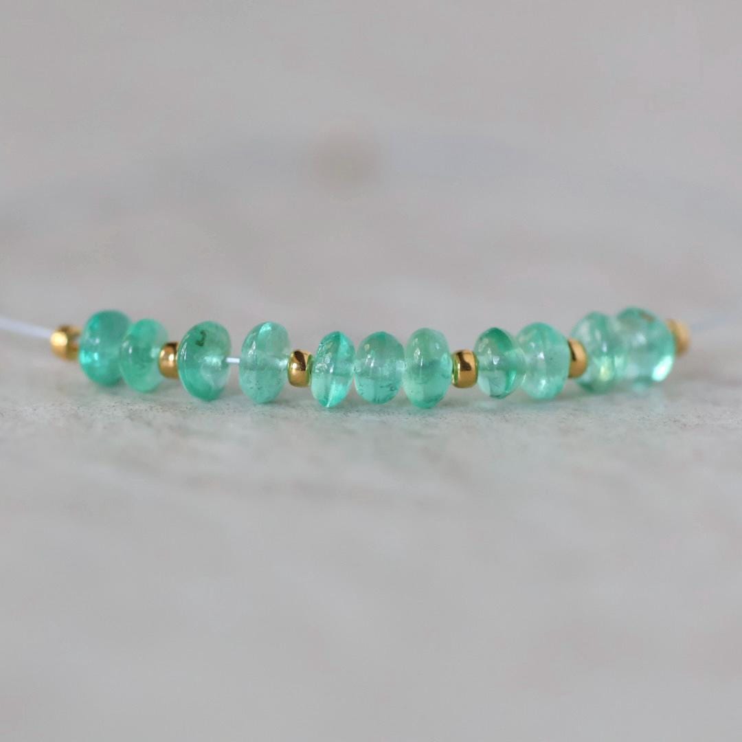 3mm AAA Gem Quality Colombian Emerald Rondelle Beads Smooth Natural Gemstone for DIY Jewelry Making
