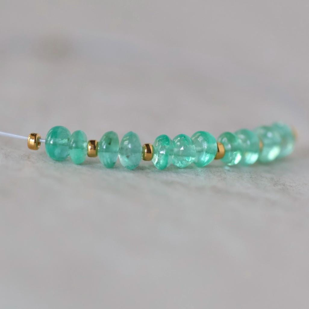 3mm AAA Gem Quality Colombian Emerald Rondelle Beads Smooth Natural Gemstone for DIY Jewelry Making