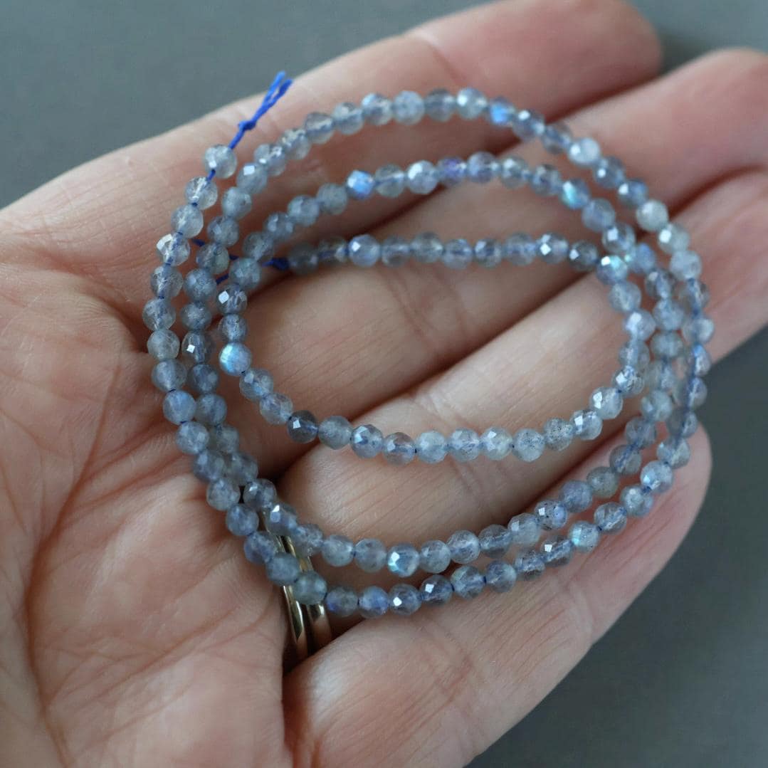 3mm AAA Labradorite Beads - Faceted Round Micro Gemstone 15" Strand