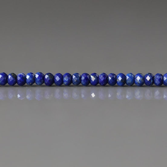 3mm AAA Lapis Lazuli Beads - Faceted Rondelle Micro Gemstone 12.5" Strand