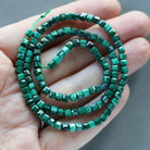 3mm AAA Malachite Cube Beads - Faceted Micro Gemstone 15" Strand