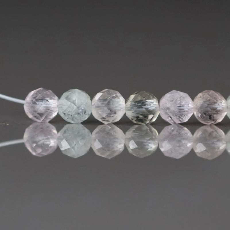 3mm Multi Aquamarine Beads – Faceted Round Micro Gemstone - 14 pcs