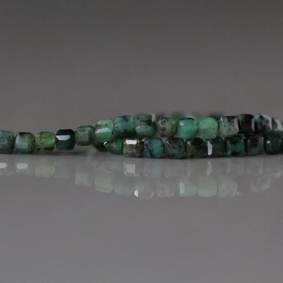 3mm AAA Natural Emerald Beads Cube Faceted 7” Raw Emerald Genuine Gemstone Beads Genuine Emerald for Jewelry Making Beading Craft Gift
