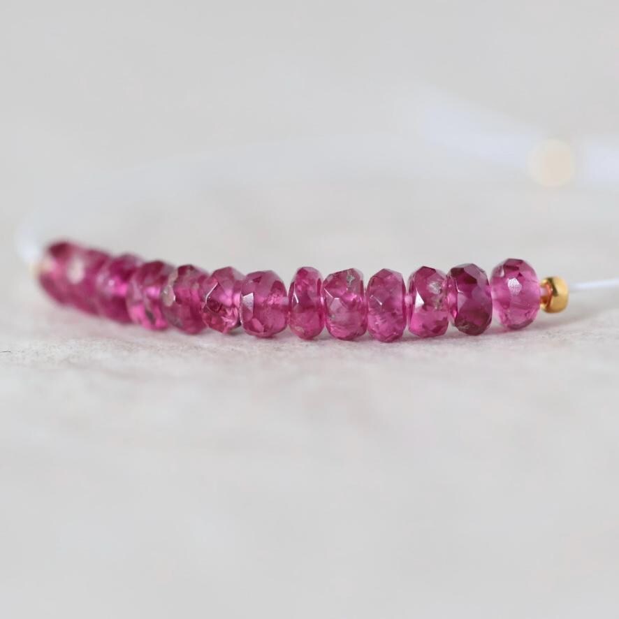 3mm AAA Rubellite Rondelle Beads Faceted Pink Tourmaline 1” Natural Gemstone for DIY Jewelry Making