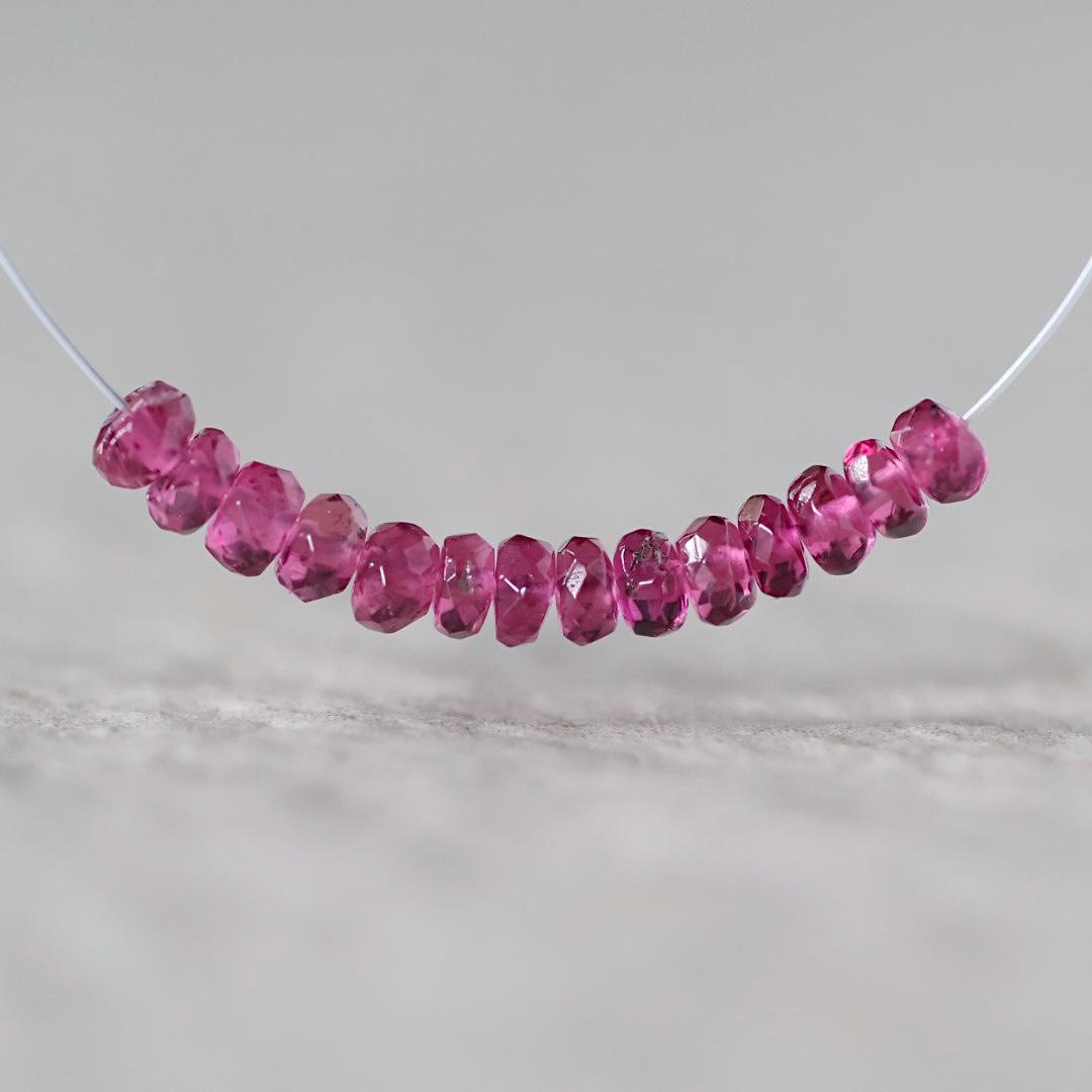 3mm AAA Rubellite Rondelle Beads Faceted Pink Tourmaline 1” Natural Gemstone for DIY Jewelry Making