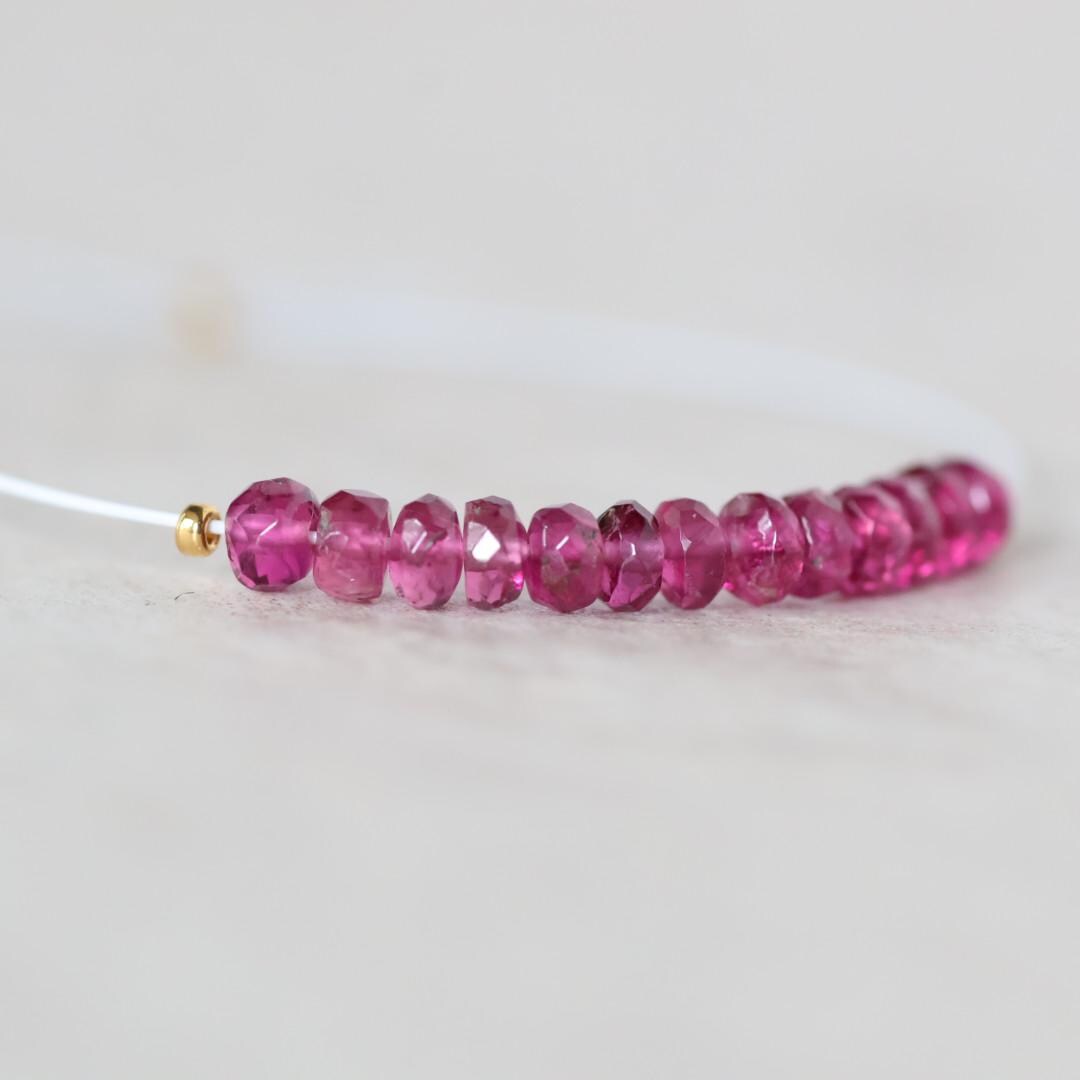 3mm AAA Rubellite Rondelle Beads Faceted Pink Tourmaline 1” Natural Gemstone for DIY Jewelry Making