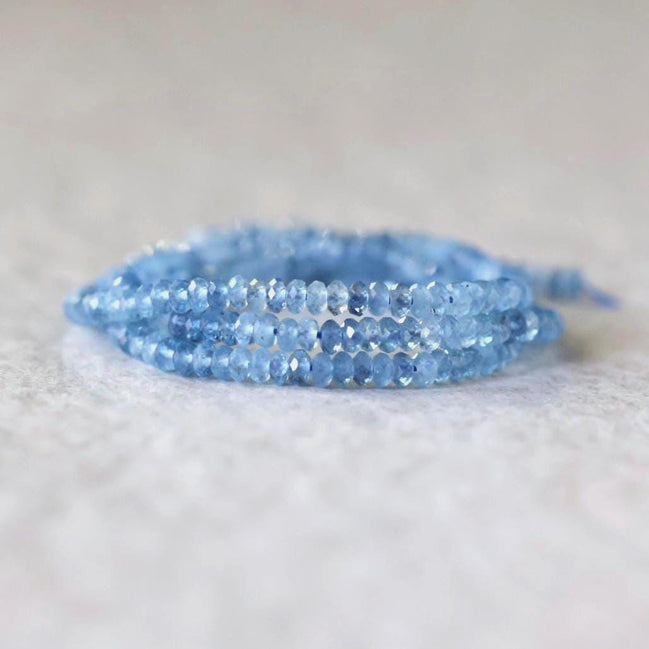 3mm AAA Santa Maria Aquamarine Rondelle Beads Faceted Natural Genuine Gemstone Beads for Jewelry Making Craft Gift Beads March Birthstone