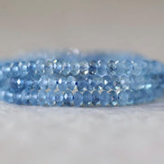3mm AAA Santa Maria Aquamarine Rondelle Beads Faceted Natural Genuine Gemstone Beads for Jewelry Making Craft Gift Beads March Birthstone
