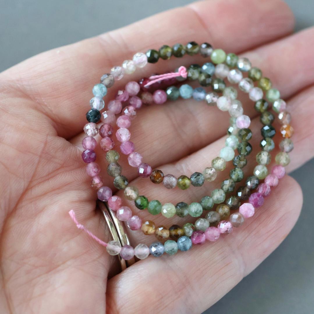 3mm AAA Watermelon Tourmaline Faceted Beads 15" Transparent Rainbow Gemstone Beads Jewelry Making Beading Gift Crafter October Birthstone