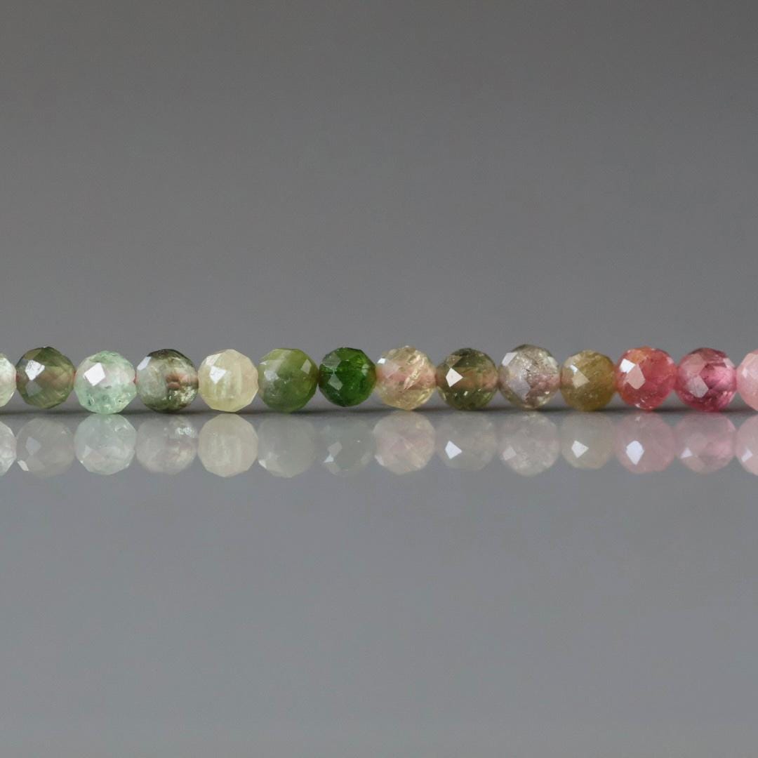 3mm AAA Watermelon Tourmaline Faceted Beads 15" Transparent Rainbow Gemstone Beads Jewelry Making Beading Gift Crafter October Birthstone
