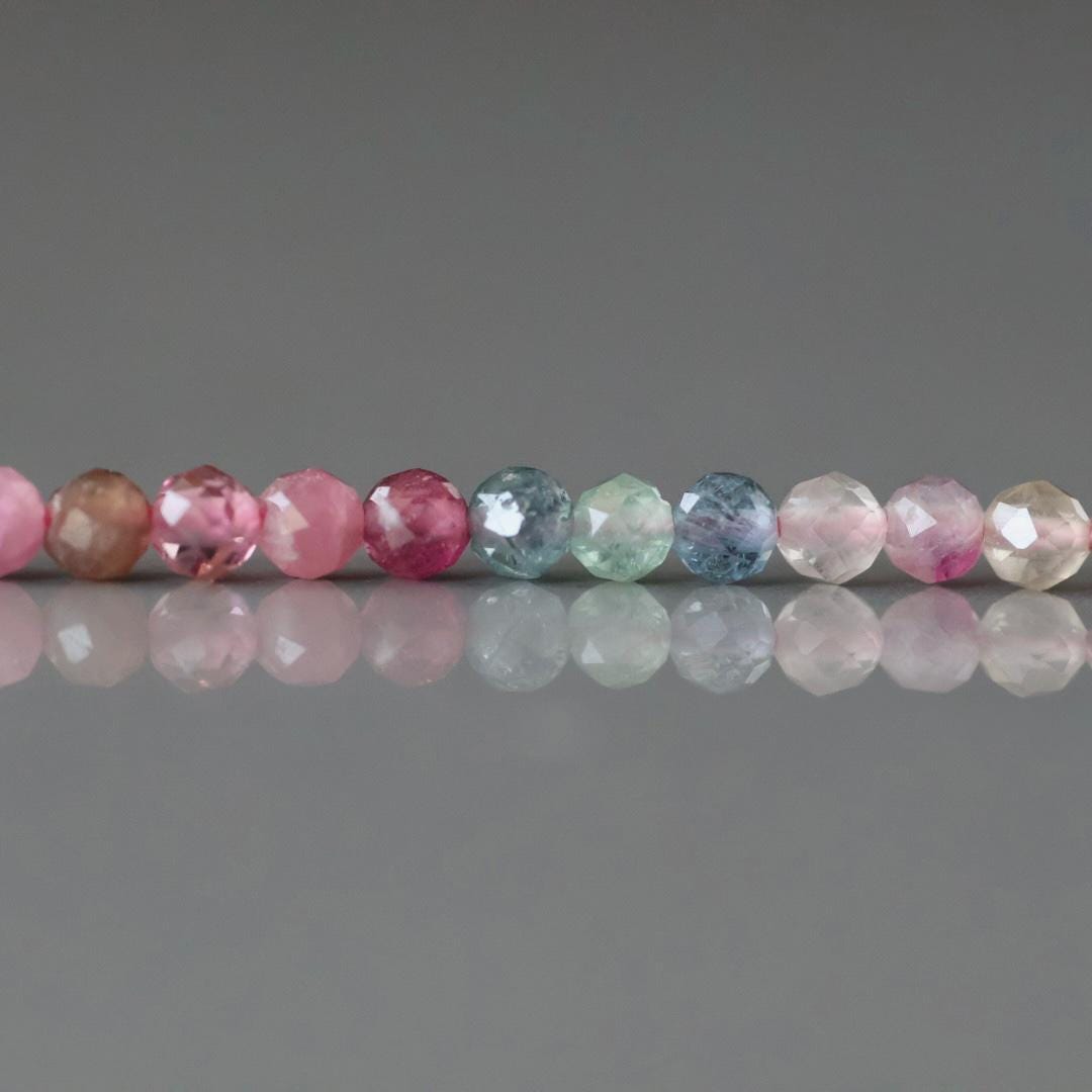 3mm AAA Watermelon Tourmaline Faceted Beads 15" Transparent Rainbow Gemstone Beads Jewelry Making Beading Gift Crafter October Birthstone