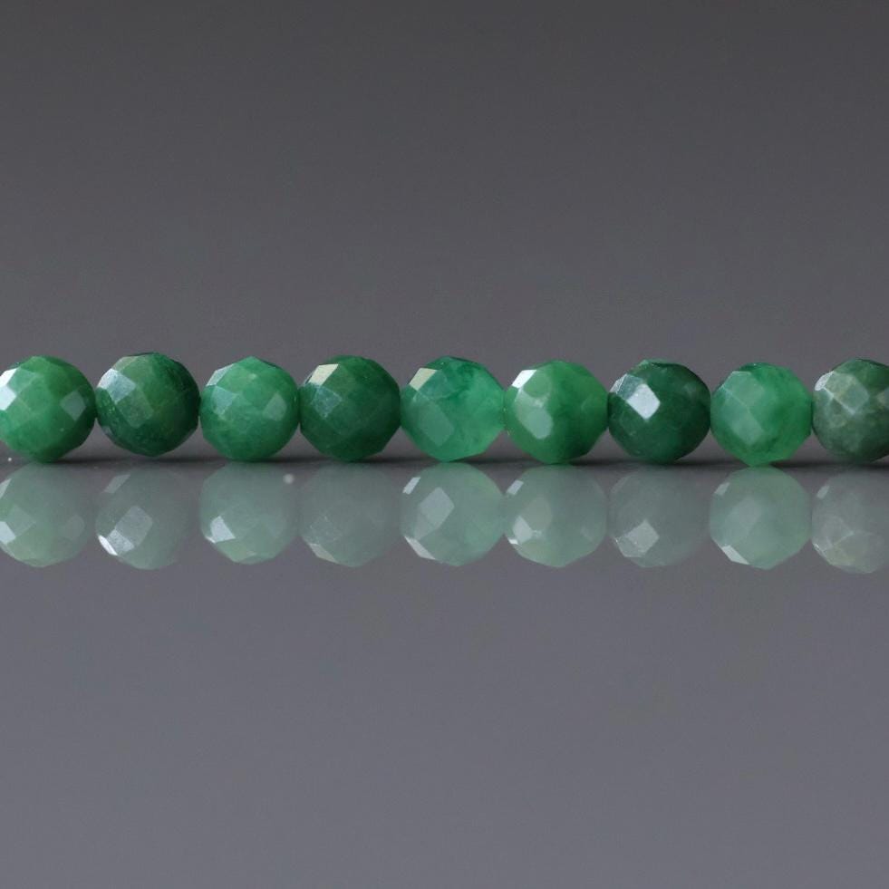 3mm Natural Jade Micro Faceted Beads 15" African Jade Round Genuine Gemstone Beads for Jewelry Making Beading Craft Gift Beads DIY Jewelry