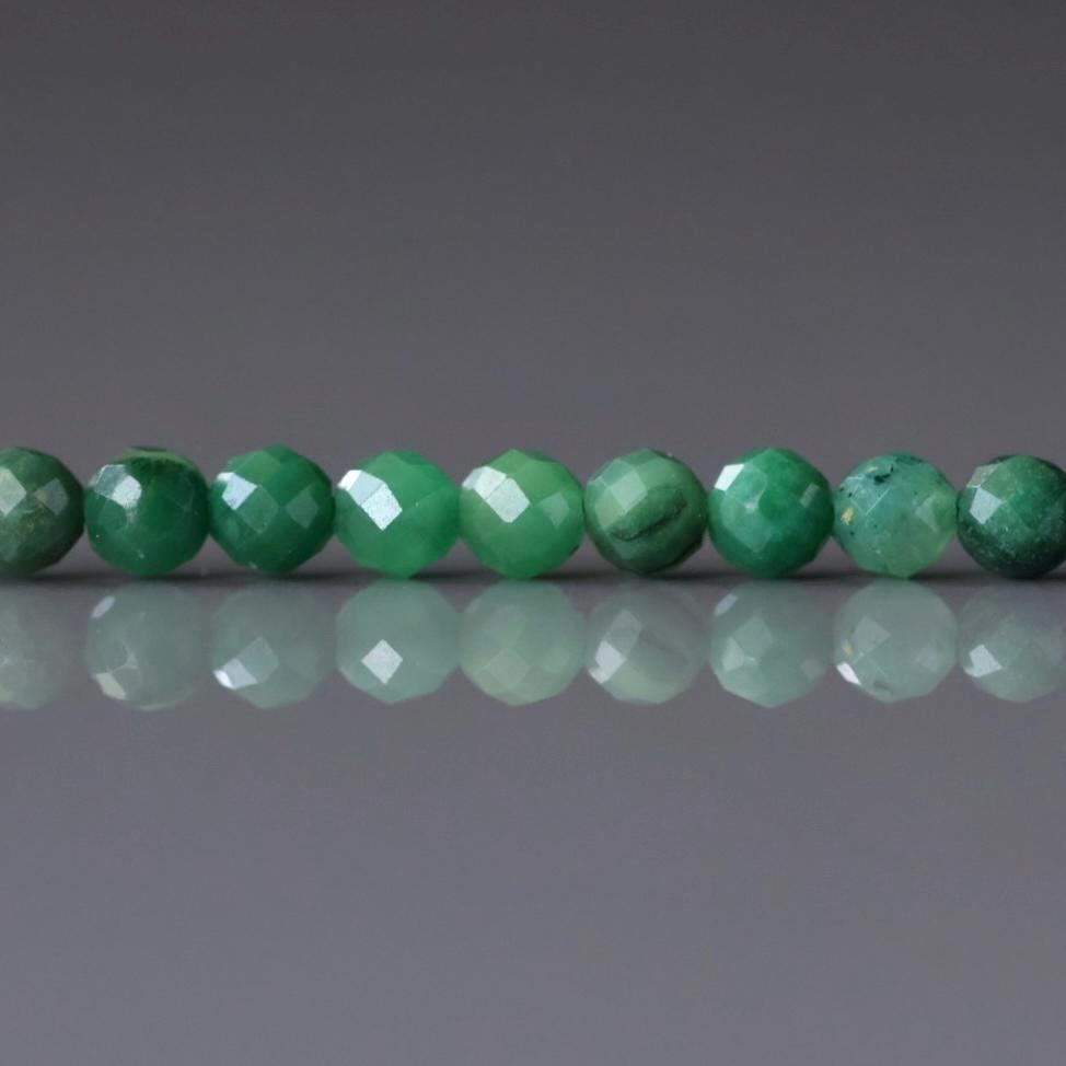 3mm Natural Jade Micro Faceted Beads 15" African Jade Round Genuine Gemstone Beads for Jewelry Making Beading Craft Gift Beads DIY Jewelry