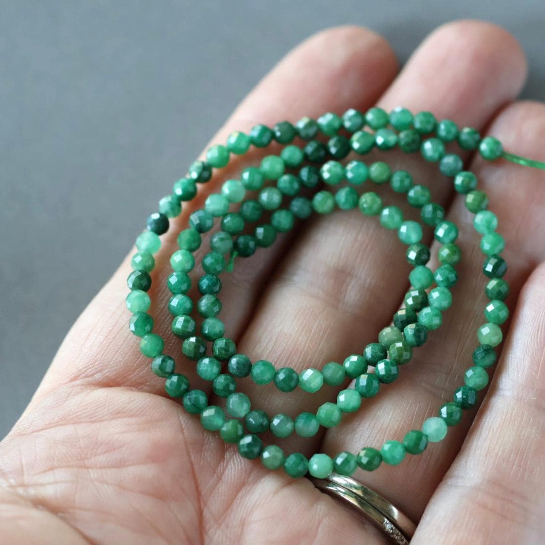 3mm African Jade Beads ‚Äì Faceted Round Micro Gemstone 15" Strand