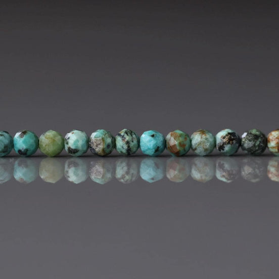 3mm African Turquoise Faceted Beads 15" Turquoise Genuine Gemstone Beads for Jewelry Making Beading Craft Gift Beads December Birthstone