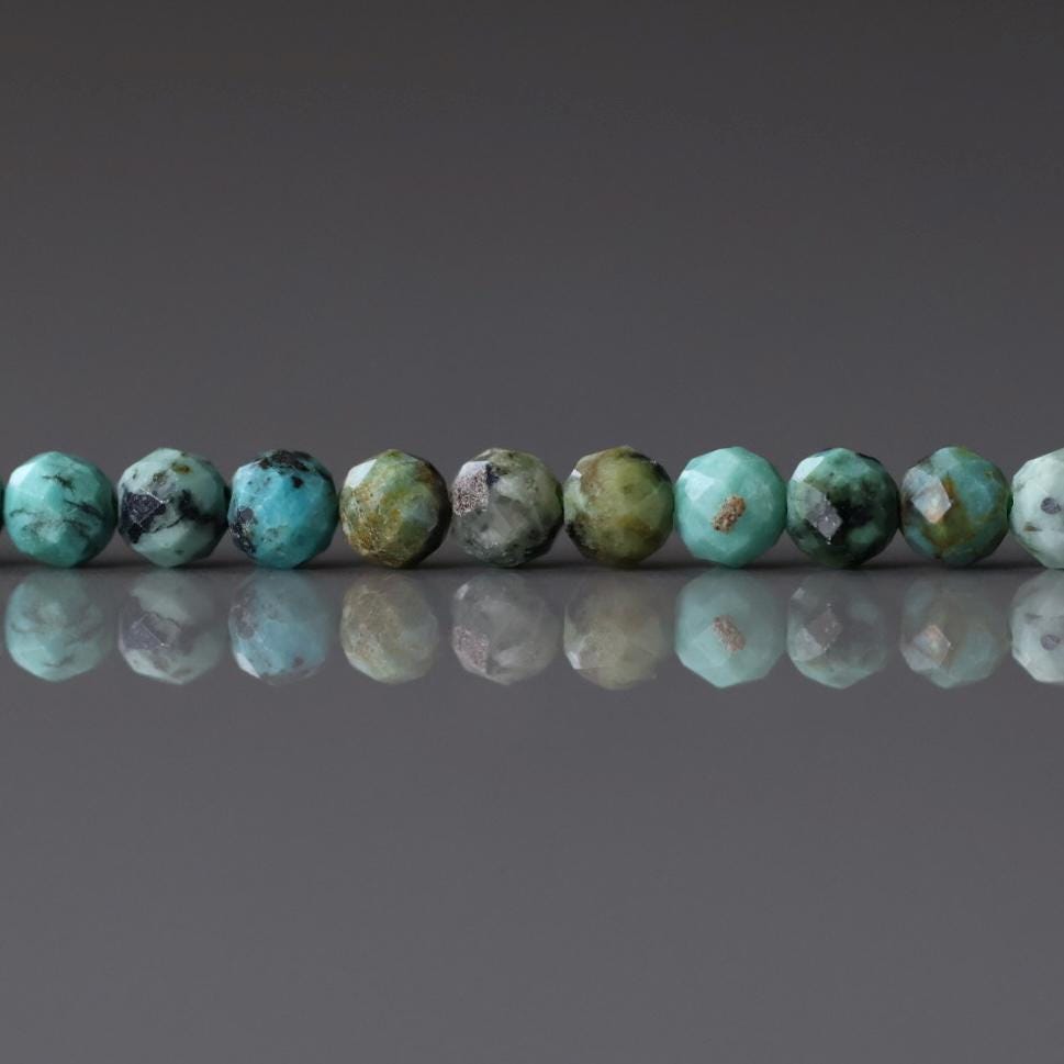 3mm African Turquoise Faceted Beads 15" Turquoise Genuine Gemstone Beads for Jewelry Making Beading Craft Gift Beads December Birthstone