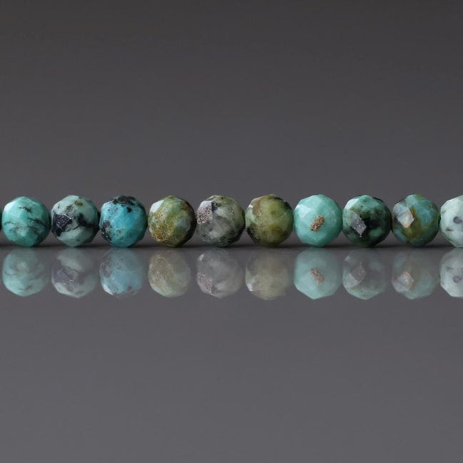 3mm African Turquoise Faceted Beads 15" Turquoise Genuine Gemstone Beads for Jewelry Making Beading Craft Gift Beads December Birthstone
