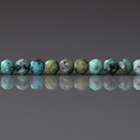 3mm African Turquoise Faceted Beads 15" Turquoise Genuine Gemstone Beads for Jewelry Making Beading Craft Gift Beads December Birthstone