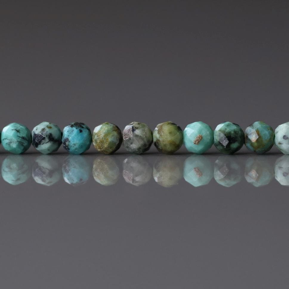 3mm African Turquoise Beads ‚Äì Faceted Round Micro Gemstone 15" Strand