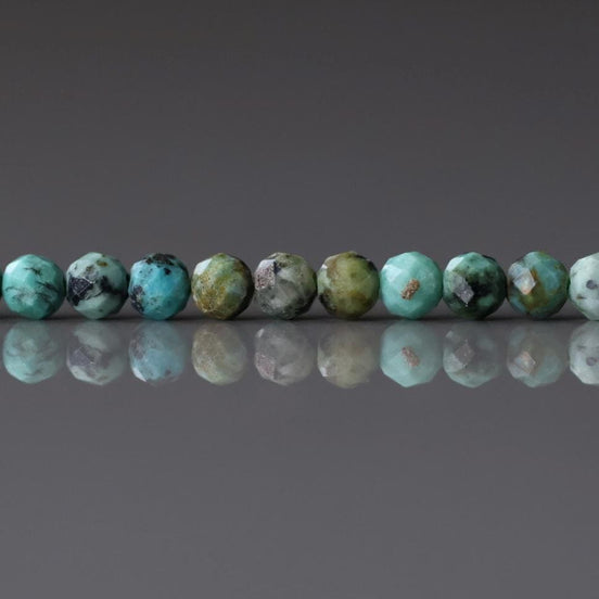 3mm African Turquoise Beads ‚Äì Faceted Round Micro Gemstone 15" Strand