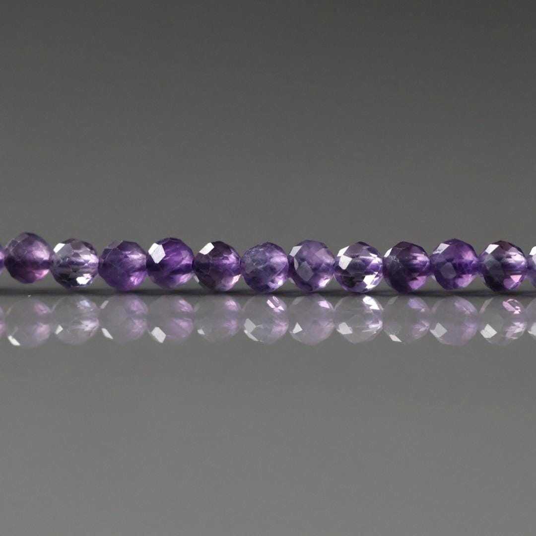3mm Amethyst Beads Micro Faceted Beads 15" Purple Natural Amethyst Gemstone Beads Beading Crafter Gift February Birthstone