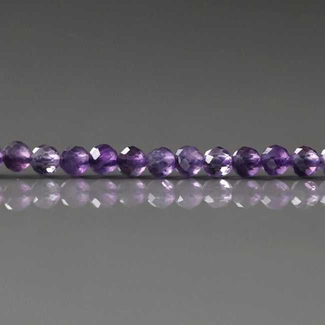 3mm Amethyst Beads Micro Faceted Beads 15" Purple Natural Amethyst Gemstone Beads Beading Crafter Gift February Birthstone