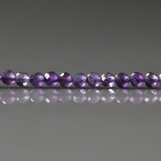 3mm Amethyst Beads Micro Faceted Beads 15" Purple Natural Amethyst Gemstone Beads Beading Crafter Gift February Birthstone