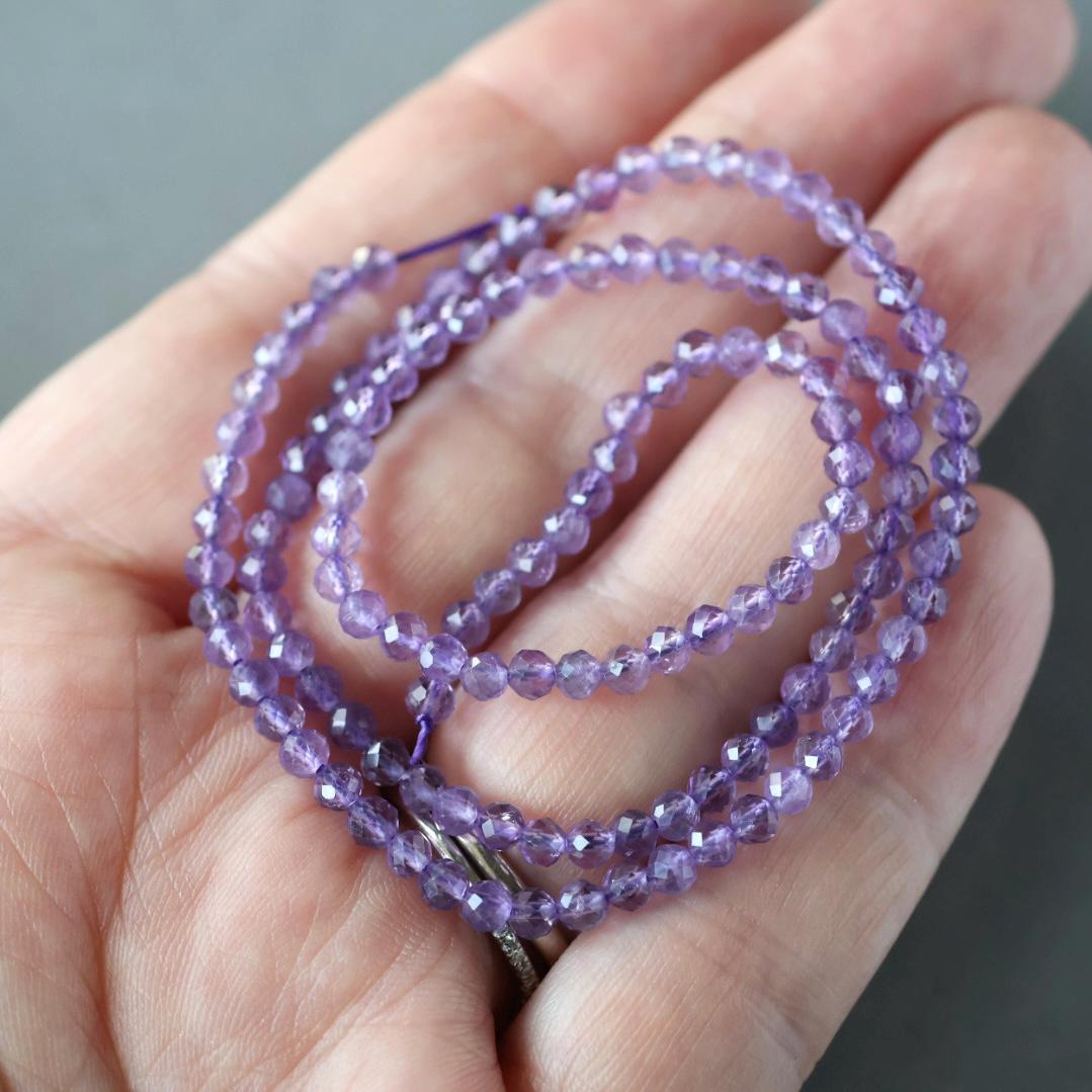 3mm Amethyst Beads – Faceted Round Micro Gemstone 15" Strand