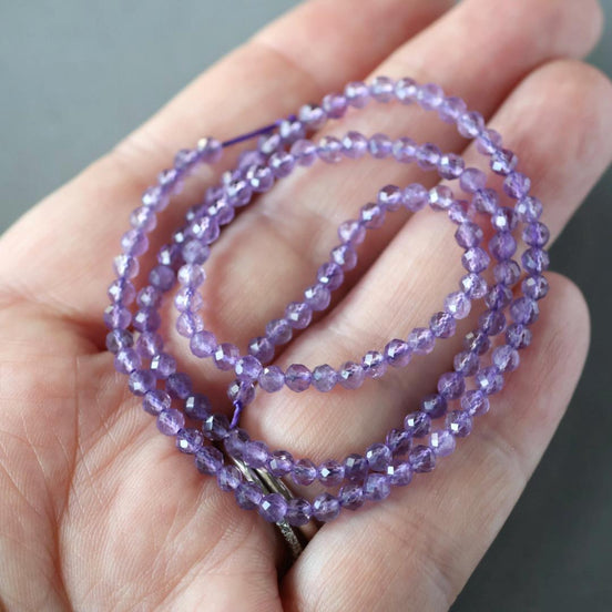 3mm Amethyst Beads – Faceted Round Micro Gemstone 15" Strand