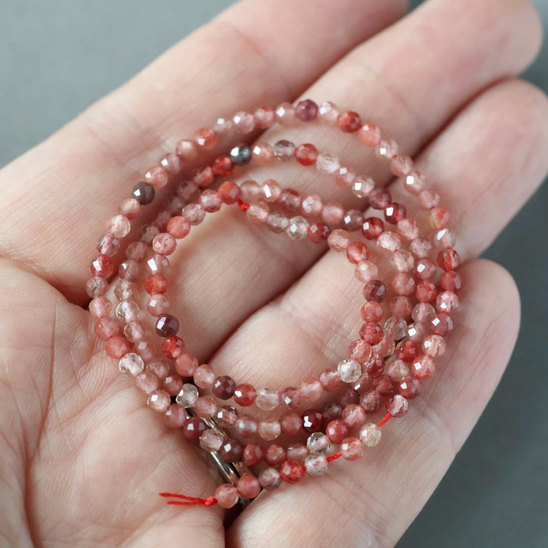 3mm Andesine Beads – Faceted Round Micro Gemstone 15" Strand