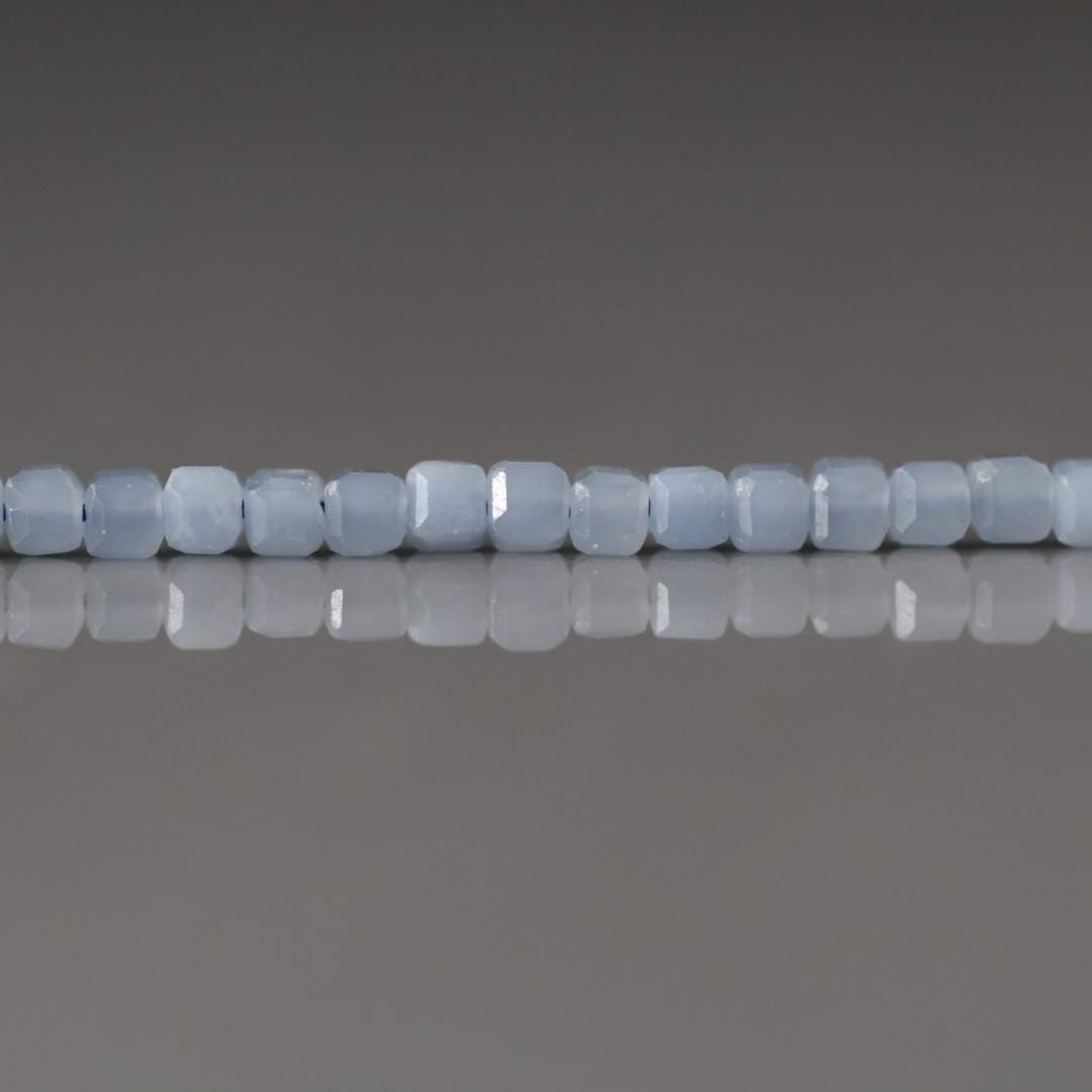 3mm Angelite Cube Beads Faceted Genuine Beads 15" Pale Blue Gemstone Beading Crafter Gift DIY Jewelry Making Seed Beads Baby Blue Crystal