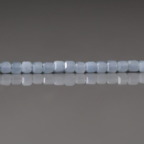 3mm Angelite Cube Beads Faceted Genuine Beads 15" Pale Blue Gemstone Beading Crafter Gift DIY Jewelry Making Seed Beads Baby Blue Crystal