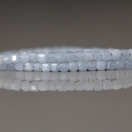 3mm Angelite Cube Beads Faceted Genuine Beads 15" Pale Blue Gemstone Beading Crafter Gift DIY Jewelry Making Seed Beads Baby Blue Crystal