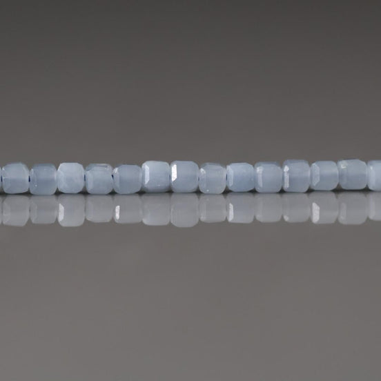 3mm Angelite Cube Beads -Faceted Genuine Gemstone 15"