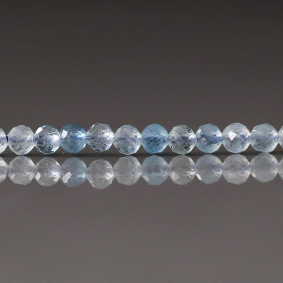 3mm Natural AAA Aquamarine Beads Micro Faceted 15" Raw Genuine Gemstone Beads for Jewelry Making Beading Craft Gift Beads March Birthstone