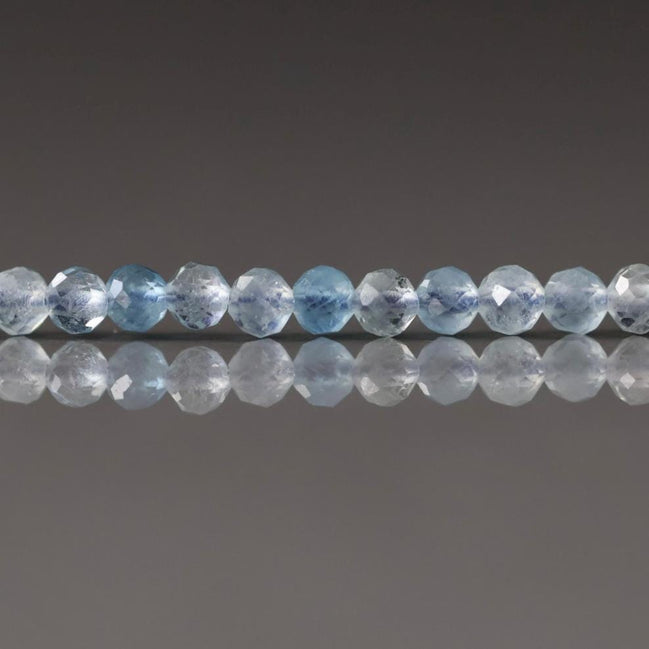 3mm Natural AAA Aquamarine Beads Micro Faceted 15" Raw Genuine Gemstone Beads for Jewelry Making Beading Craft Gift Beads March Birthstone