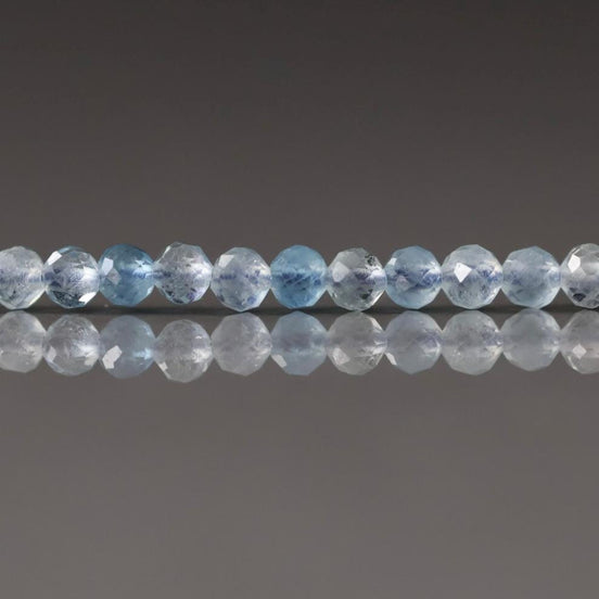 3mm Natural AAA Aquamarine Beads Micro Faceted 15" Raw Genuine Gemstone Beads for Jewelry Making Beading Craft Gift Beads March Birthstone