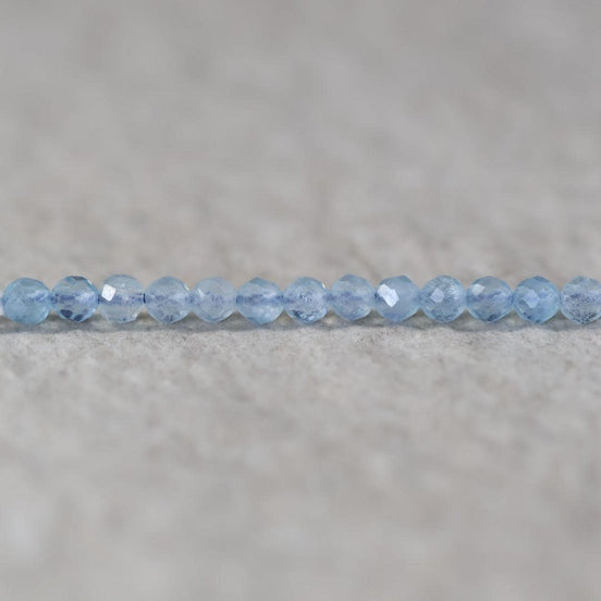 3mm Aquamarine Beads – Faceted Round Micro Gemstone 15" Strand