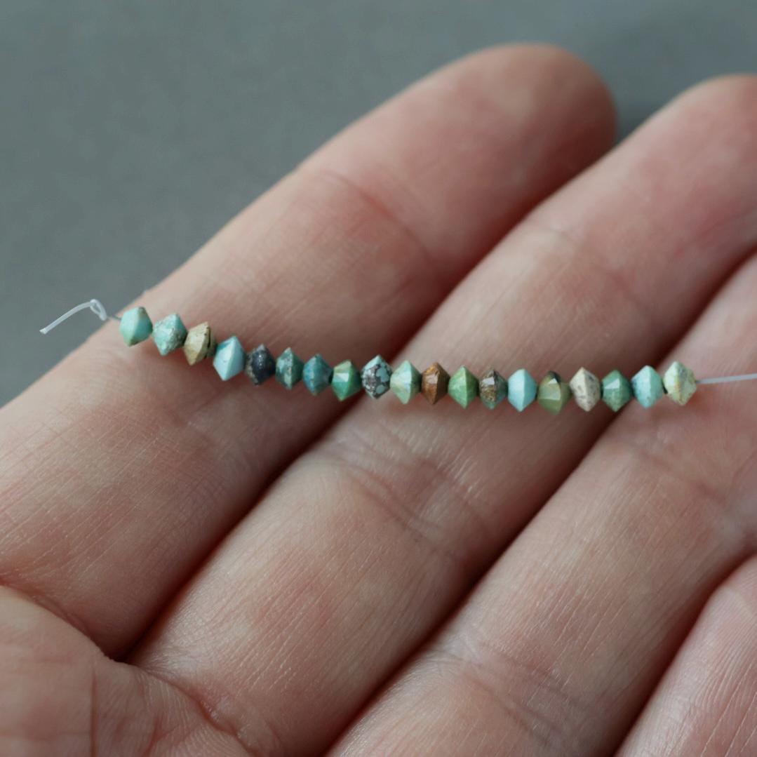 3mm Natural Turquoise Bicone Beads 20 PCs Blue Turquoise Genuine Gemstone Beads for Jewelry Making Beading Craft Gift Beads