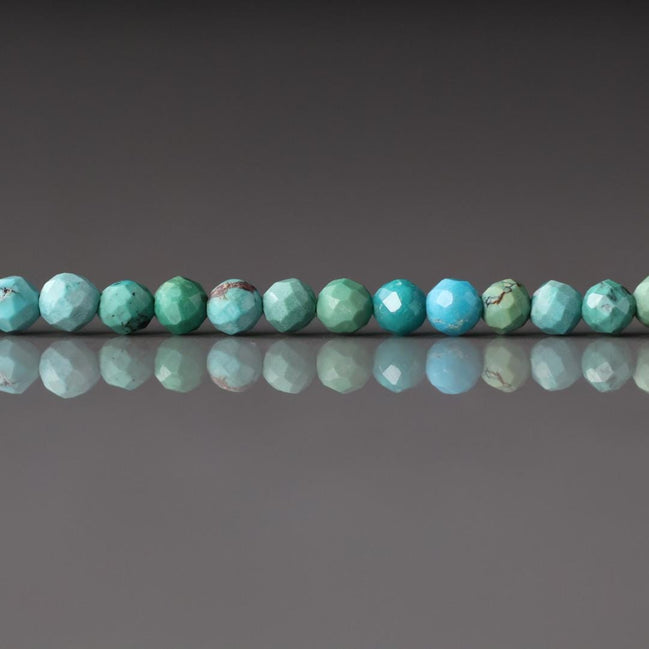 3mm Arizona Turquoise Faceted Beads 15" Blue Turquoise Genuine Gemstone Beads for Jewelry Making Beading Craft Gift December Birthstone