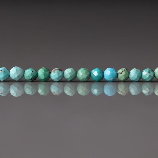 3mm Arizona Turquoise Faceted Beads 15" Blue Turquoise Genuine Gemstone Beads for Jewelry Making Beading Craft Gift December Birthstone