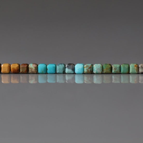 3mm Arizona Turquoise Cube Beads 15" Blue Green Shaded Turquoise Genuine Gemstone Beads for Jewelry Making Beading Craft Gift Beads