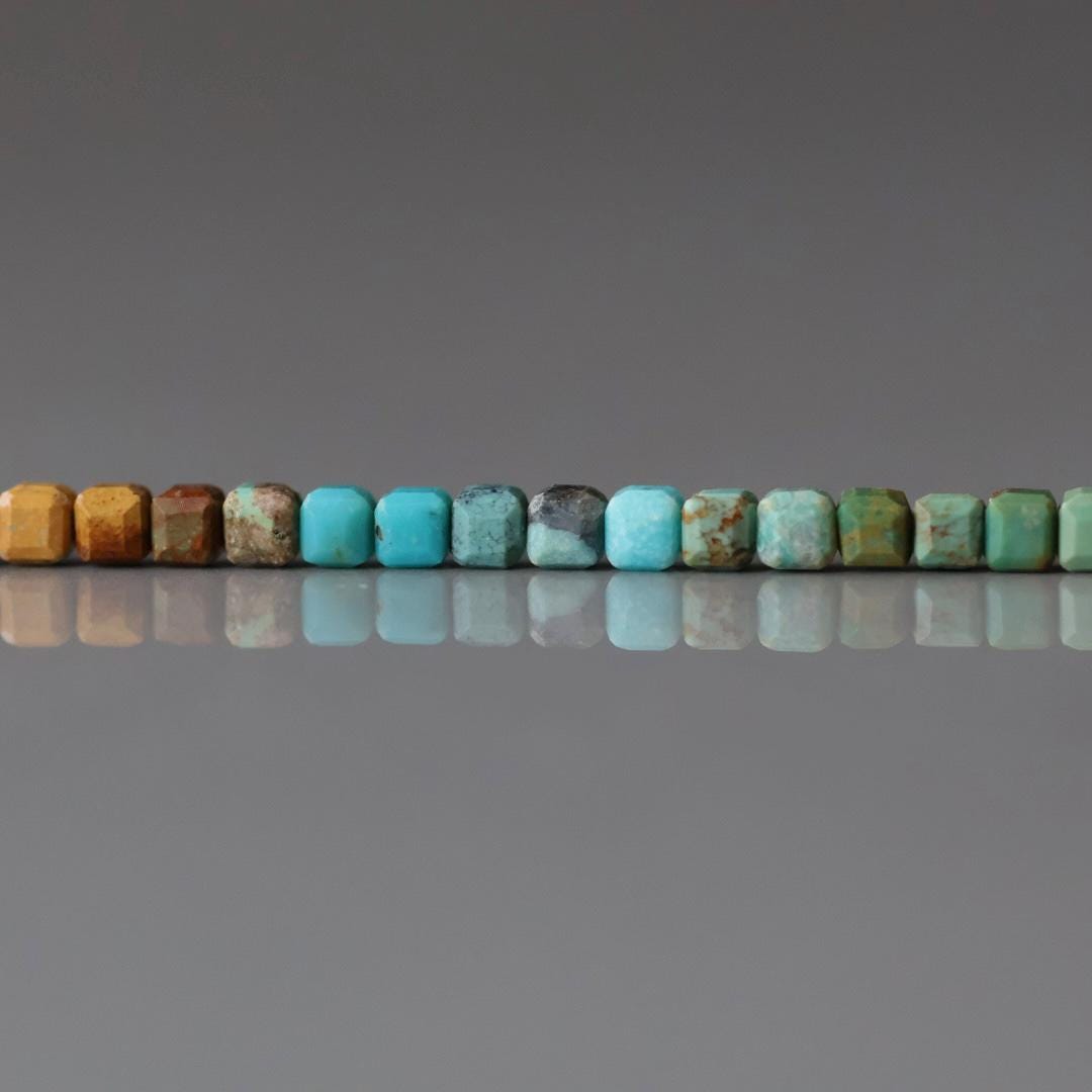 3mm Arizona Turquoise Cube Beads 15" Blue Green Shaded Turquoise Genuine Gemstone Beads for Jewelry Making Beading Craft Gift Beads